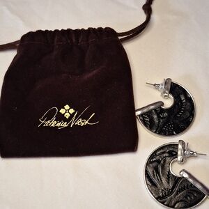 Patricia Nash Silver-Tone Textured Crescent Hoop Earrings